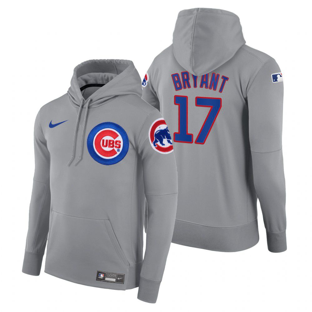 Men Chicago Cubs #17 Bryant gray road hoodie 2021 MLB Nike Jerseys->chicago cubs->MLB Jersey